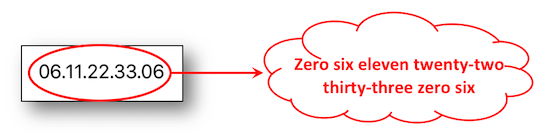 zero six eleven twenty-two thirty-three zero six
